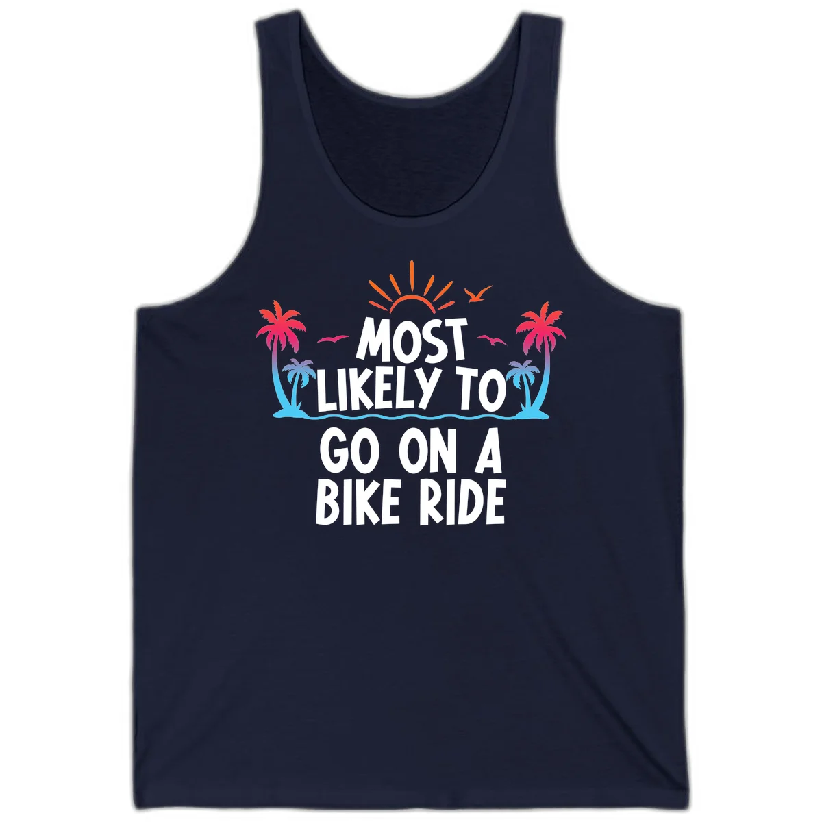 Most Likely To Go On A Bike Ride Tank in Navy