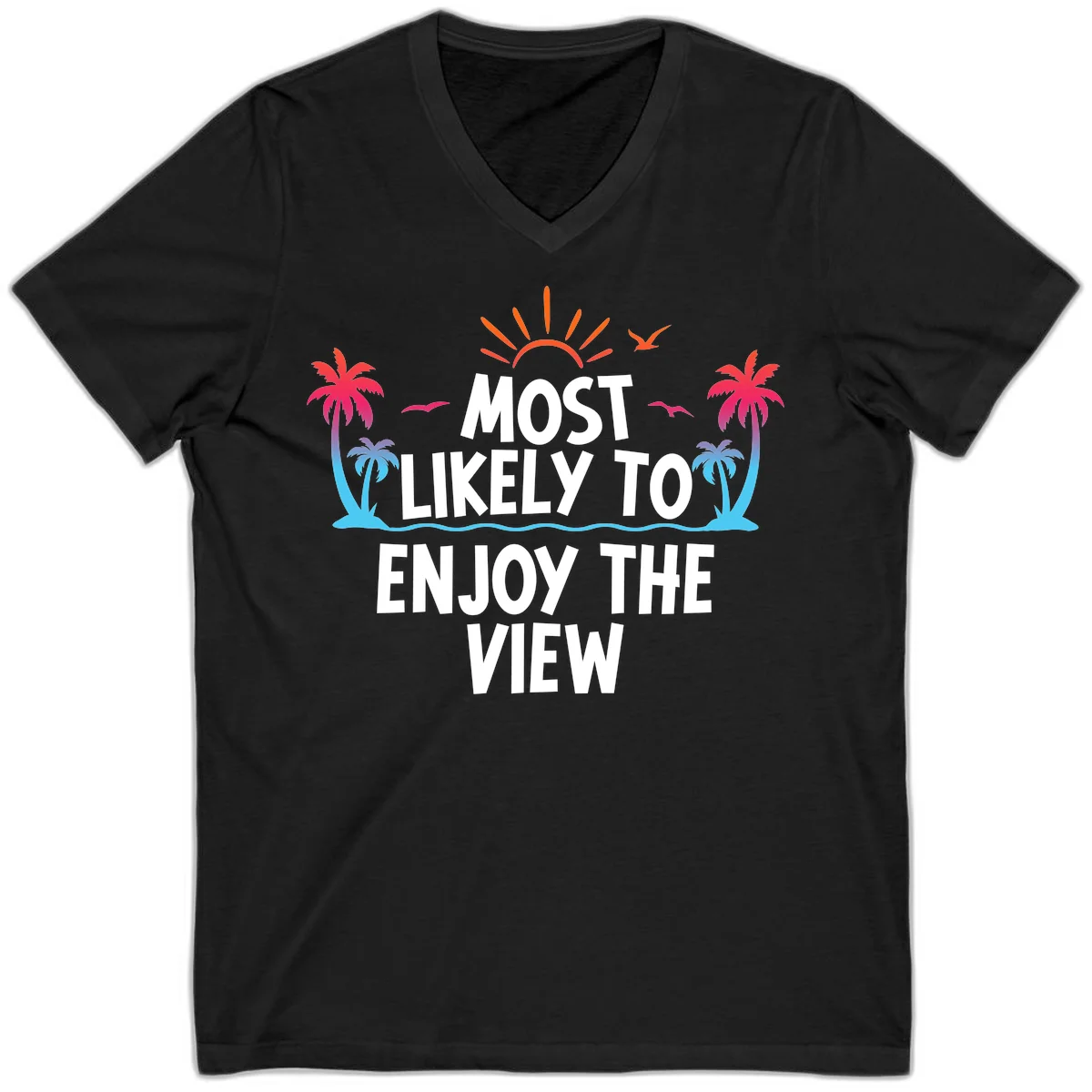 Most Likely To Enjoy The View V-Neck in Black