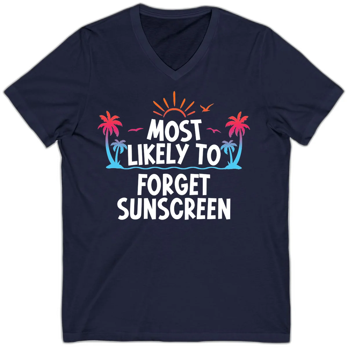 Most Likely To Forget Sunscreen V-Neck in Navy