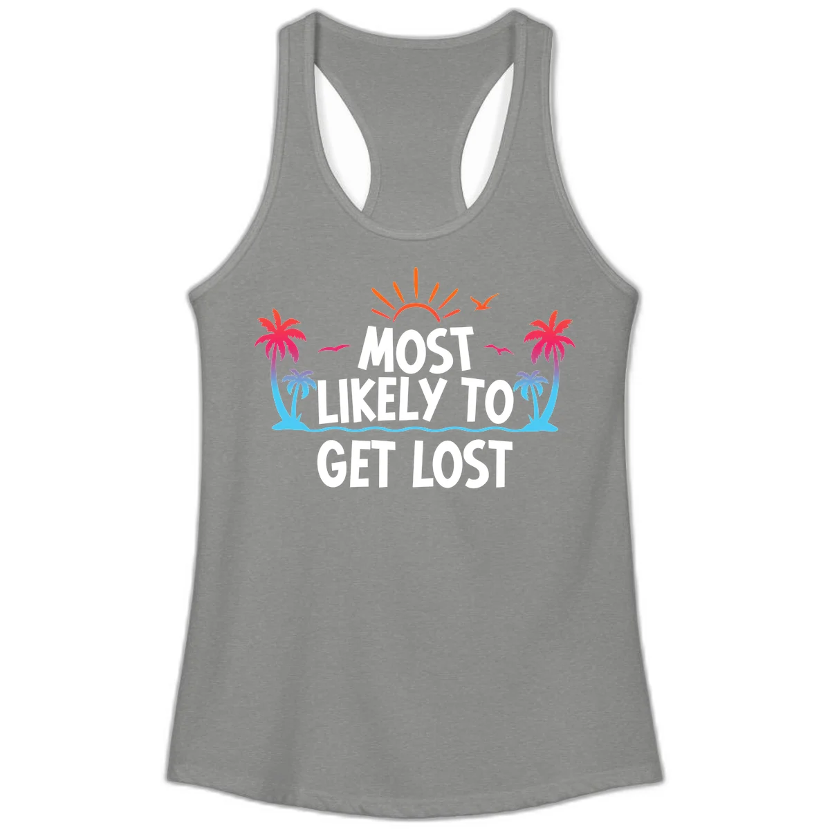 Most Likely To Get Lost Ladies Tank in Heather Grey