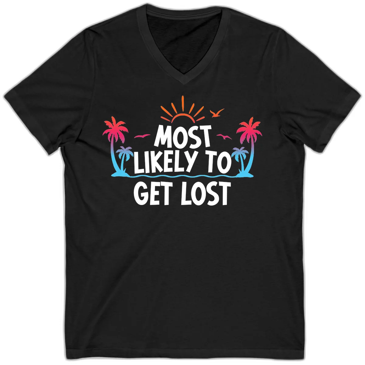 Most Likely To Get Lost V-Neck in Black