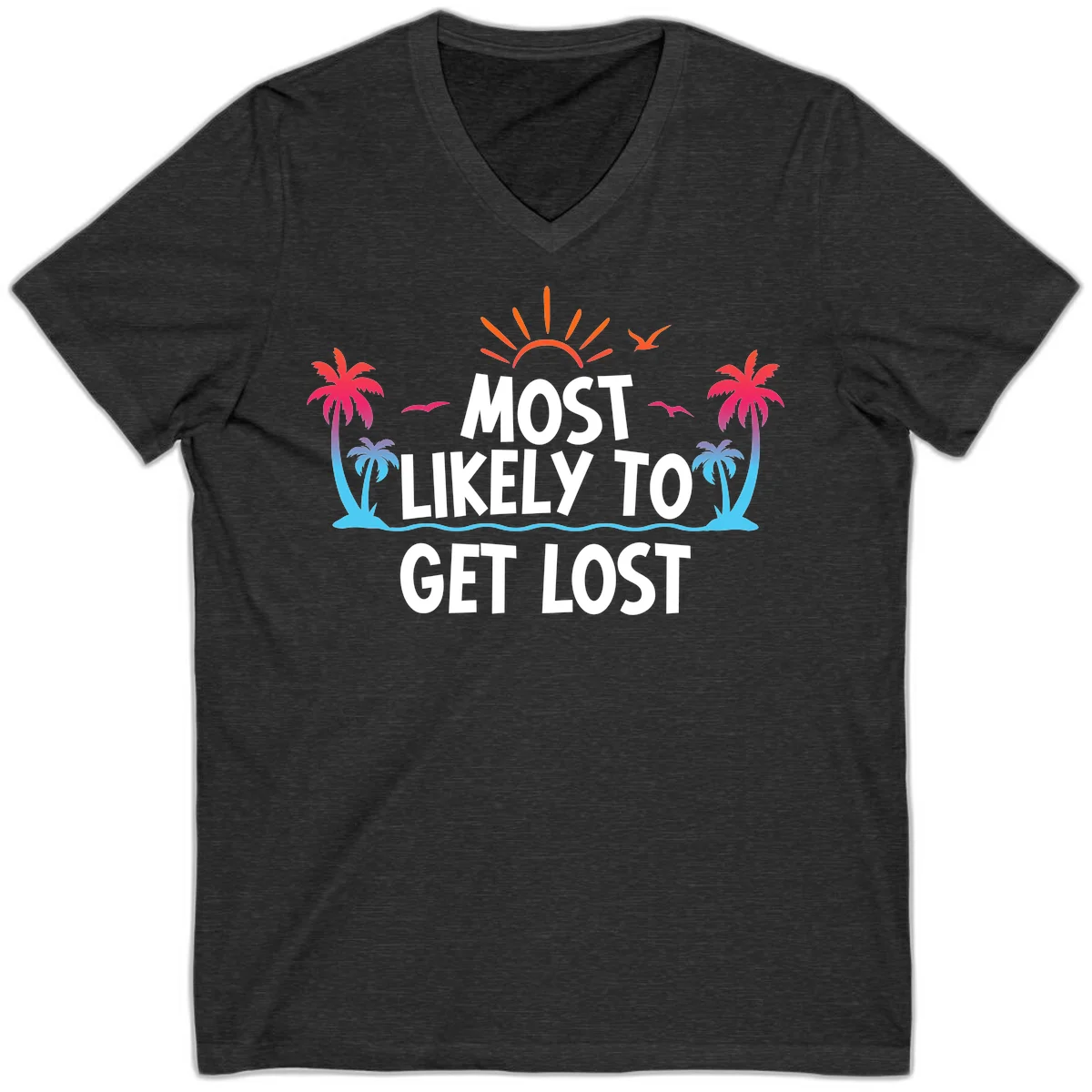 Most Likely To Get Lost V-Neck in Dark Grey Heather