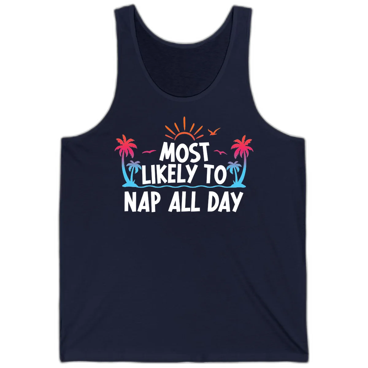 Most Likely To Nap All Day Cruise Tank Top in Navy