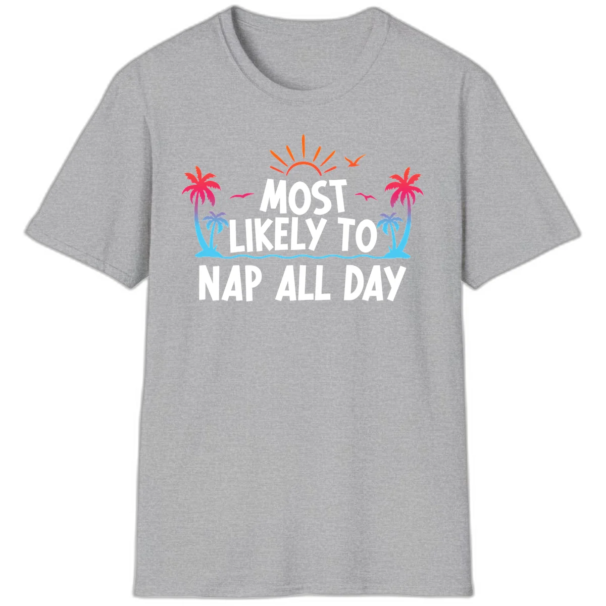 Most Likely To Nap All Day Funny Cruise T-Shirt in Sport Grey