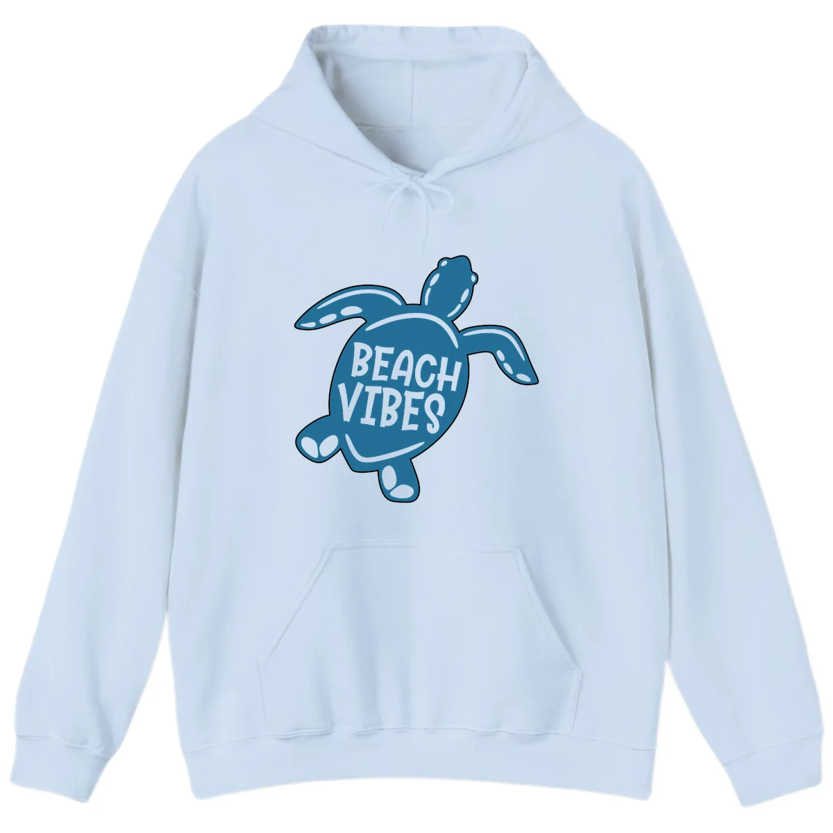 Beach Vibes Sea Turtle Hoodie in Light Blue