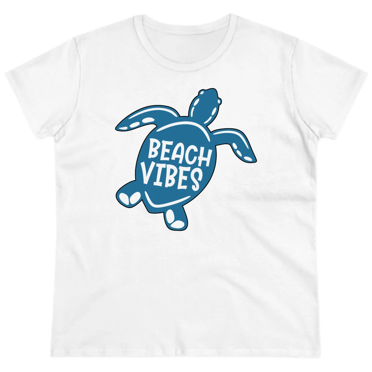 Beach Vibes Sea Turtle Ladies Tee in White