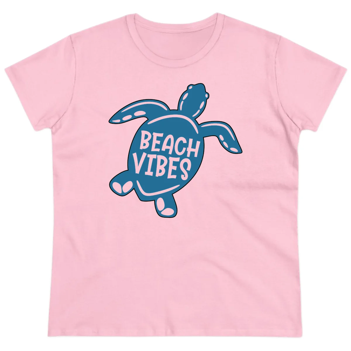 Beach Vibes Sea Turtle Ladies Tee in Light Pink