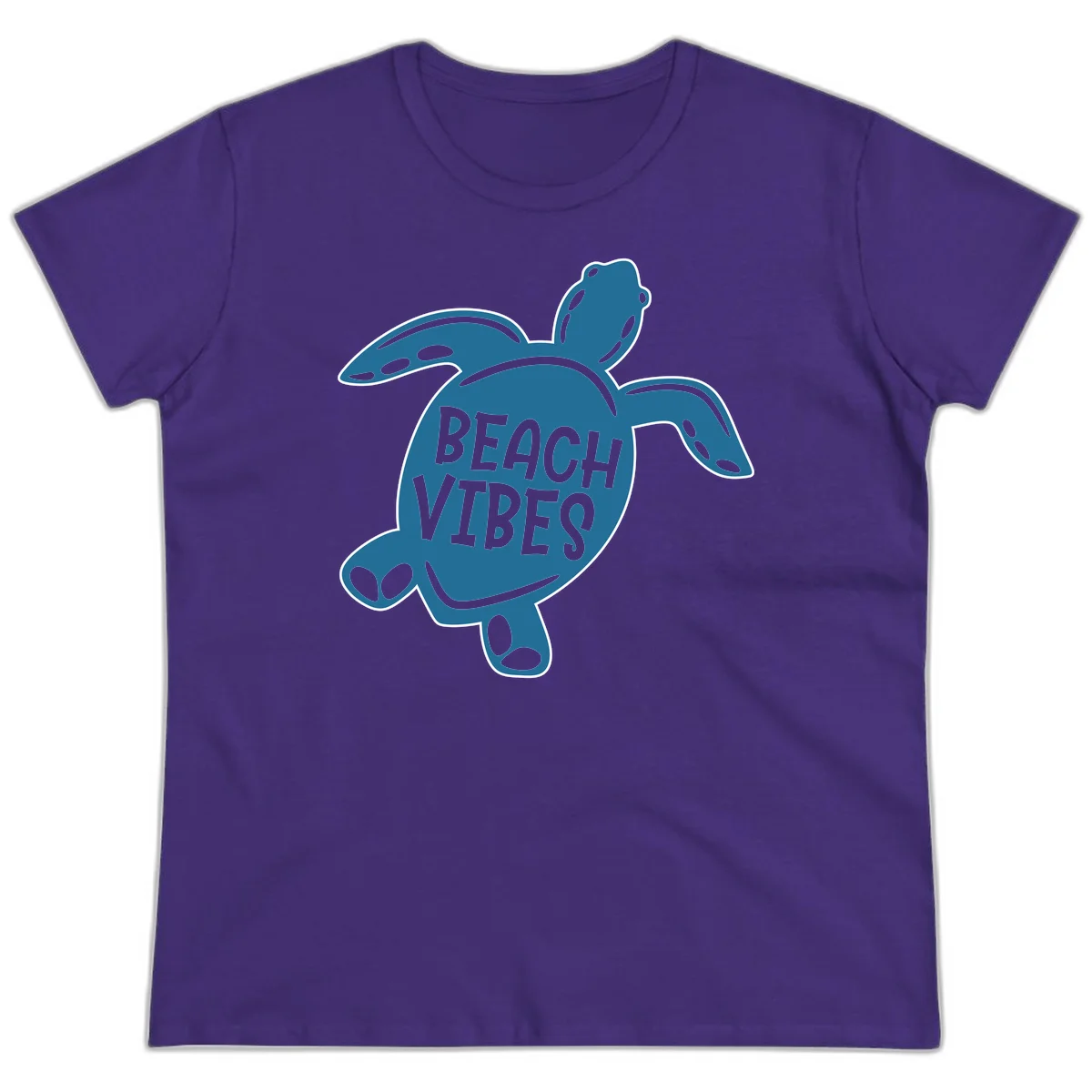 Beach Vibes Sea Turtle Ladies Tee in Purple