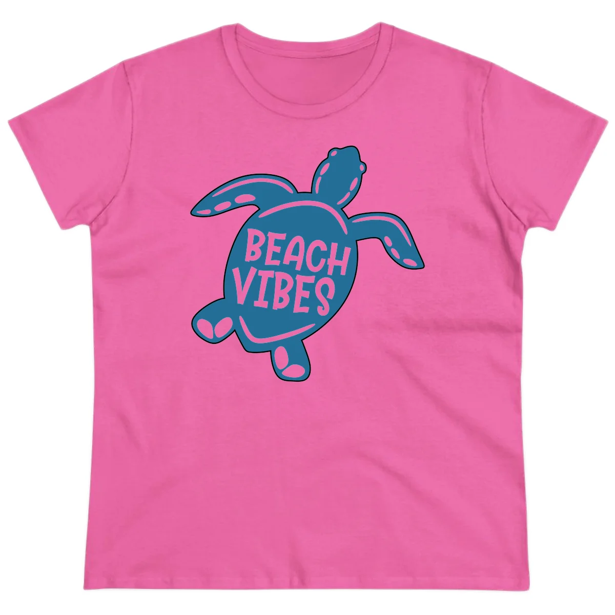 Beach Vibes Sea Turtle Ladies Tee in Azalea