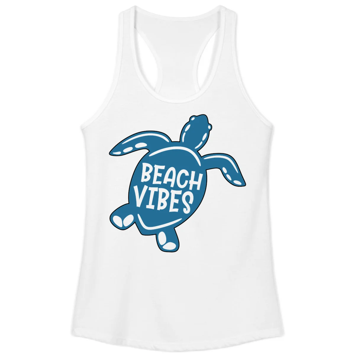 Beach Vibes Sea Turtle Ladies Tank in White