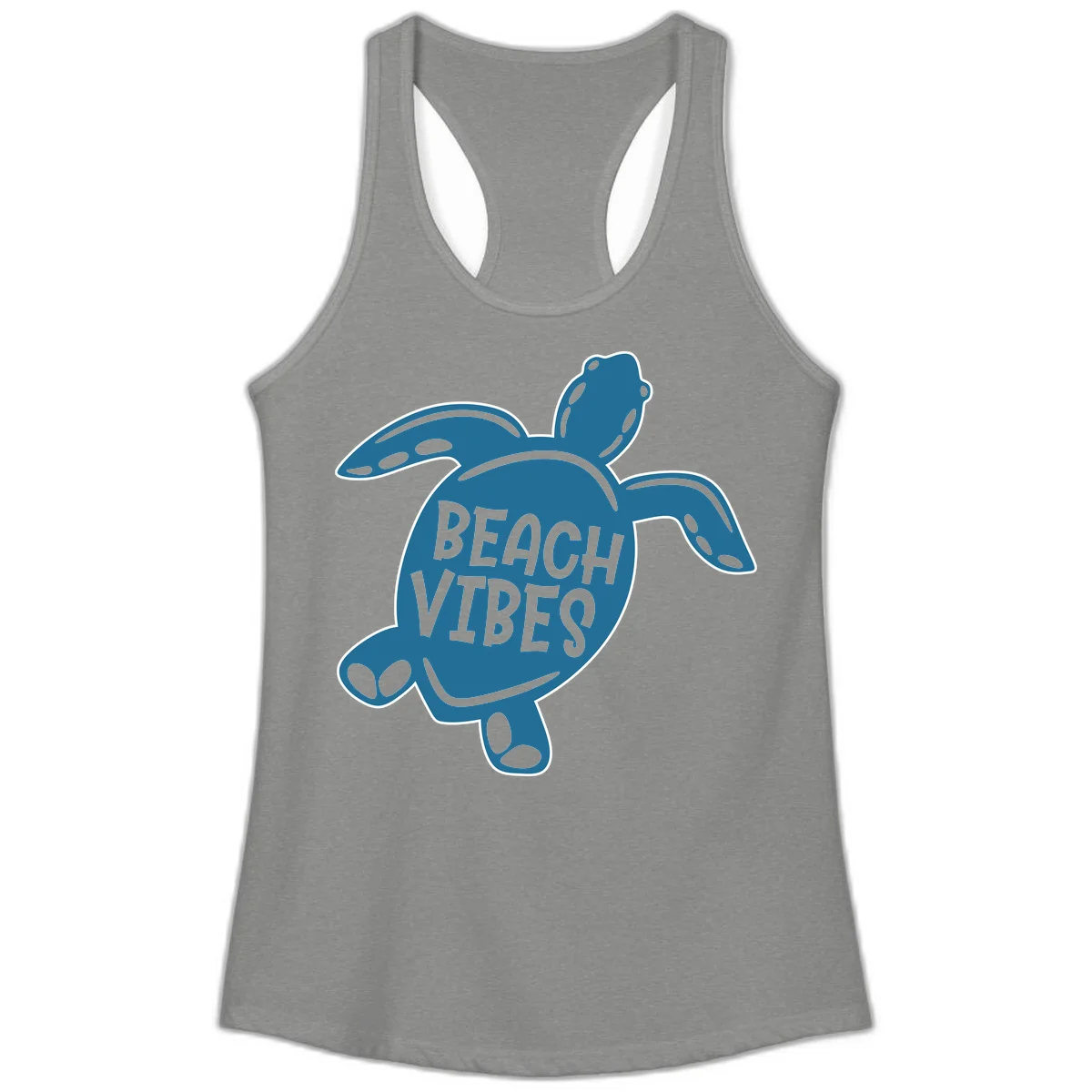 Beach Vibes Sea Turtle Ladies Tank in Heather Grey