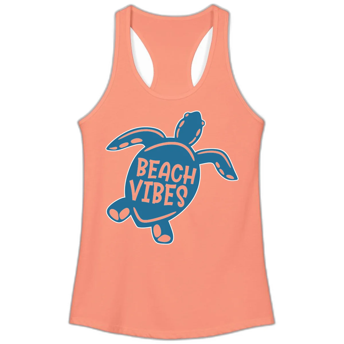 Beach Vibes Sea Turtle Ladies Tank in Solid Light Orange