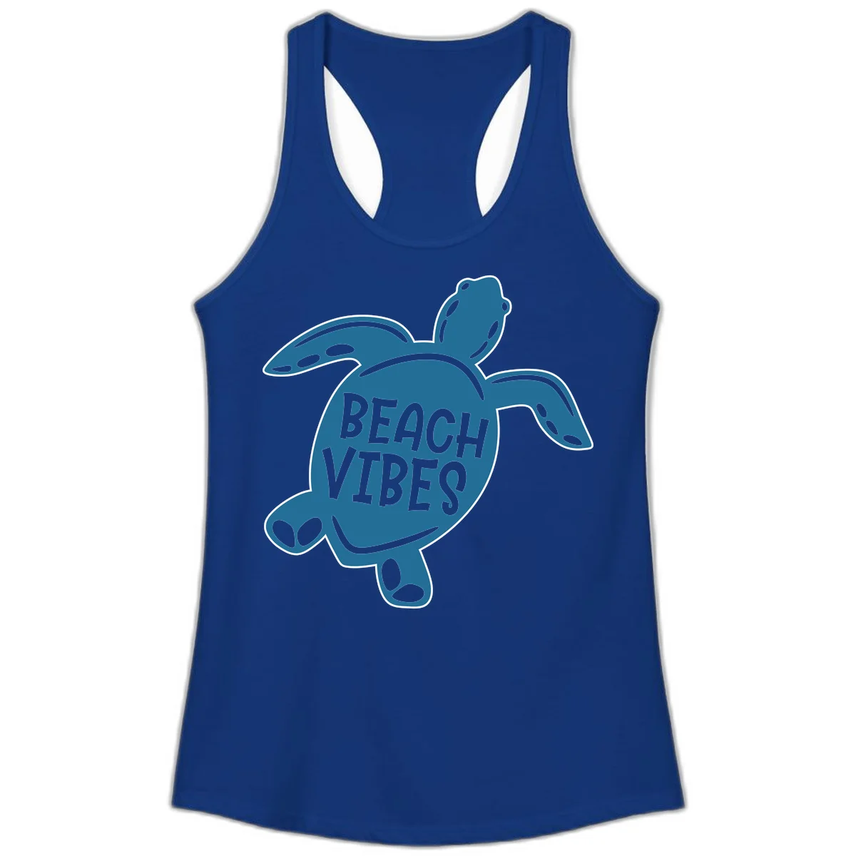 Beach Vibes Sea Turtle Ladies Tank in Solid Royal