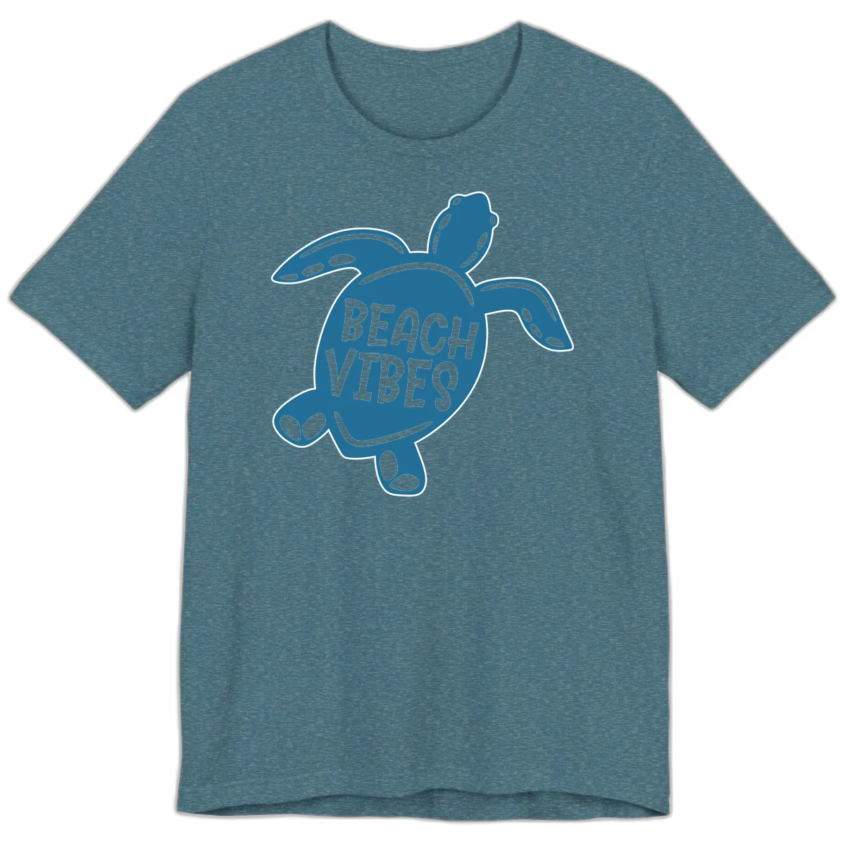 Beach Vibes Sea Turtle Premium T-Shirt in Heather Deep Teal