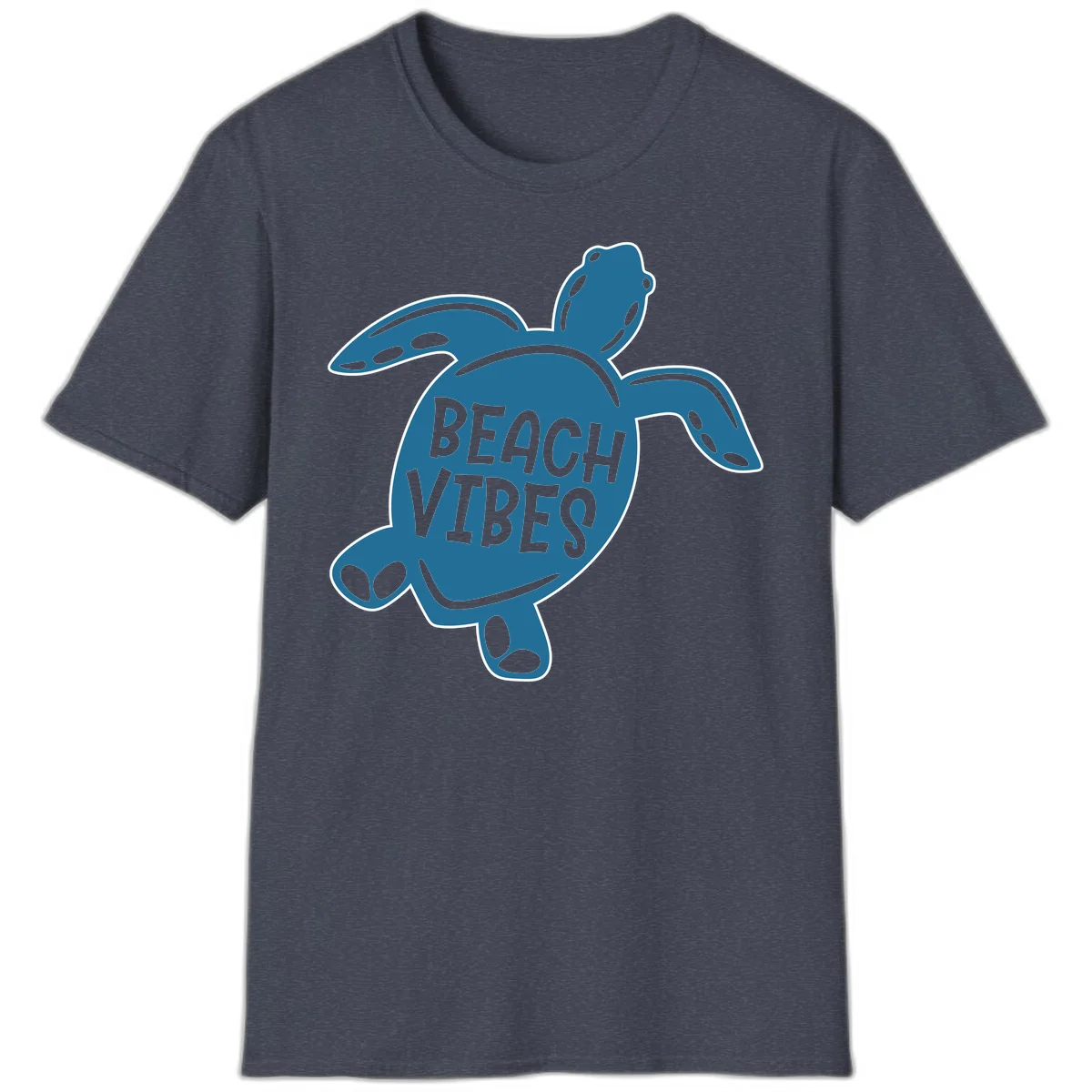 Beach Vibes Sea Turtle T-Shirt in Heather Navy