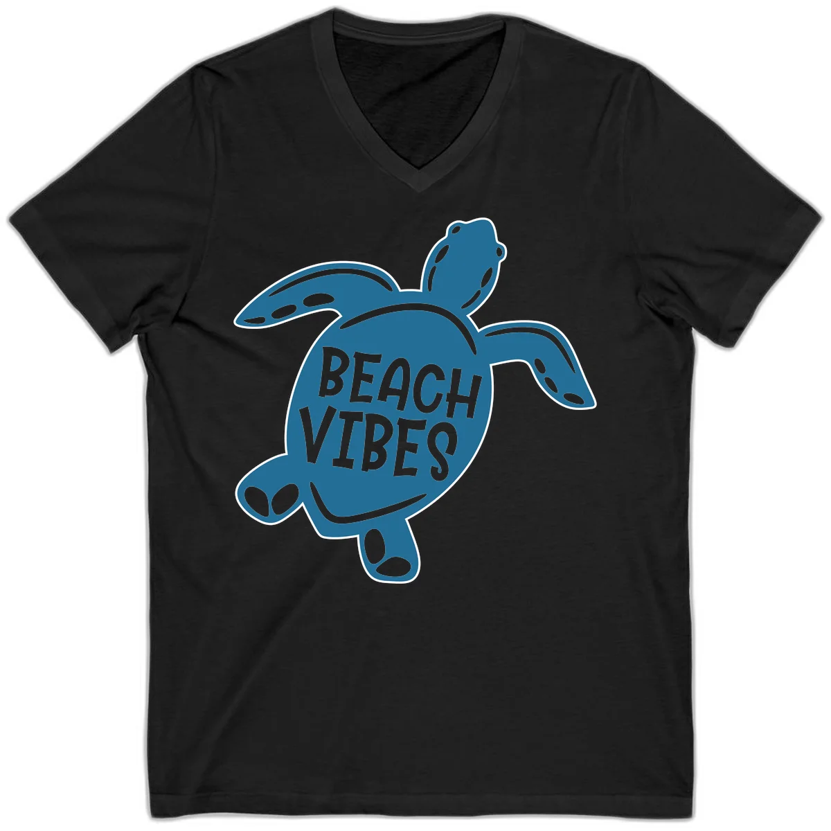 Beach Vibes Sea Turtle V-Neck in Black
