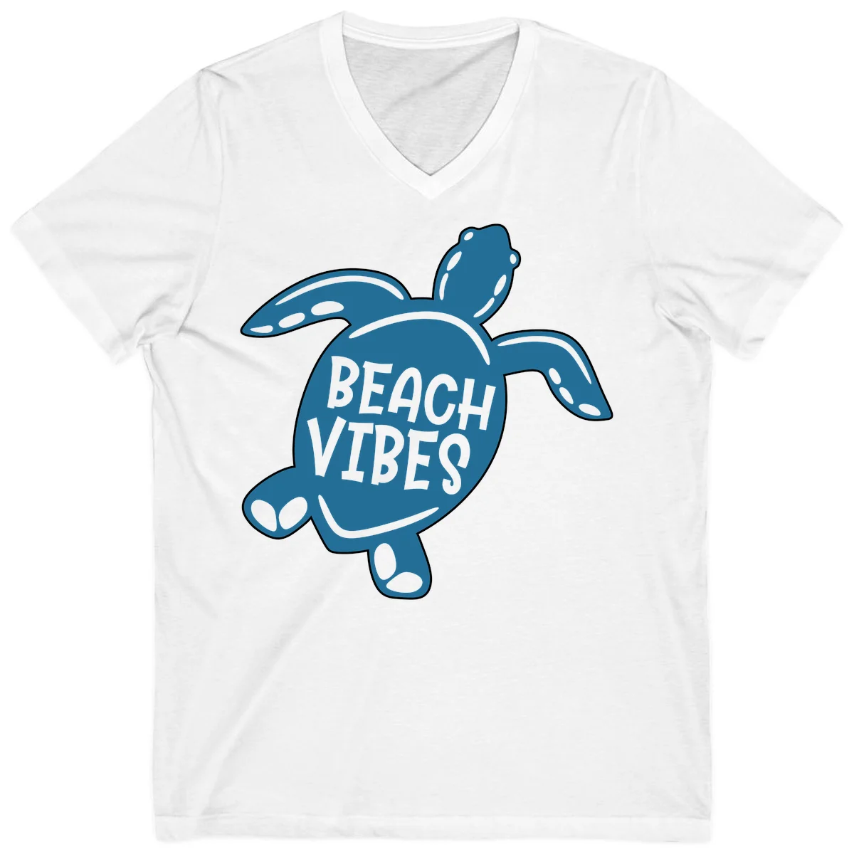 Beach Vibes Sea Turtle V-Neck in White
