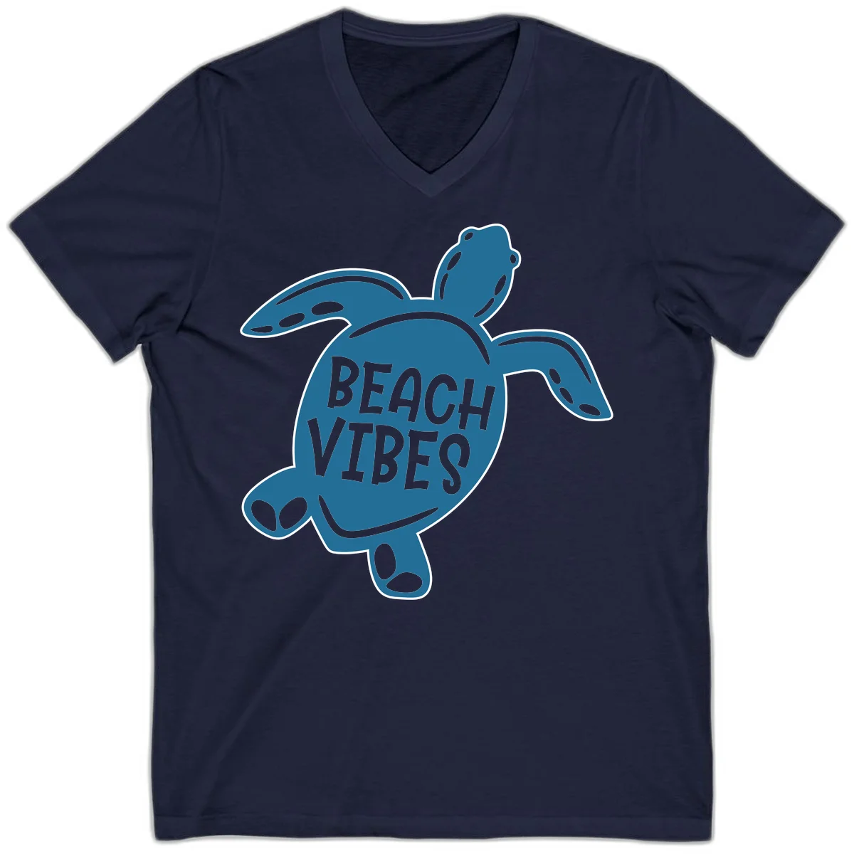 Beach Vibes Sea Turtle V-Neck in Navy