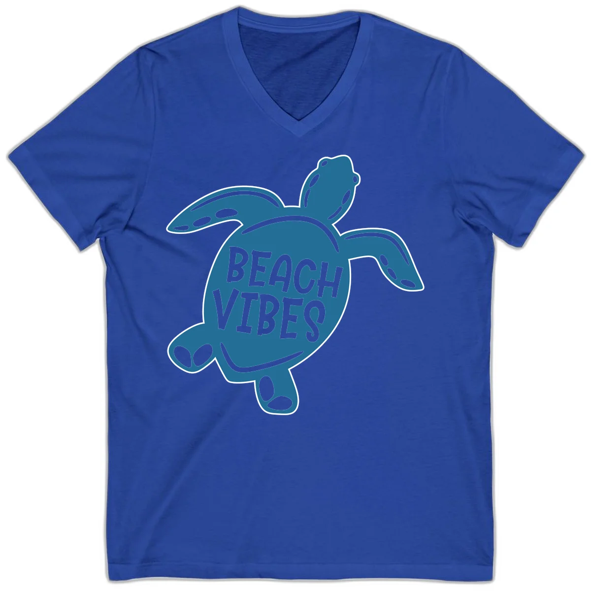 Beach Vibes Sea Turtle V-Neck in True Royal