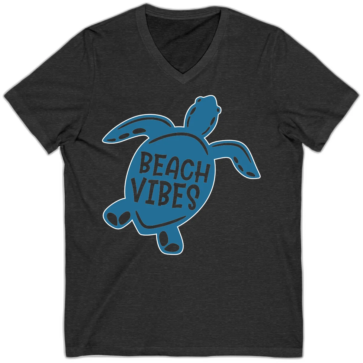Beach Vibes Sea Turtle V-Neck in Dark Grey Heather