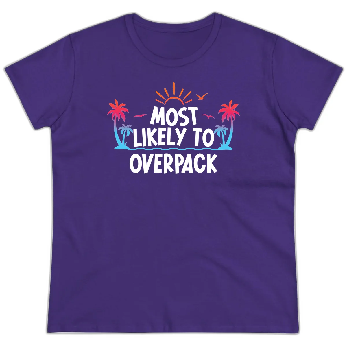 Most Likely To Overpack Ladies Tee in Purple