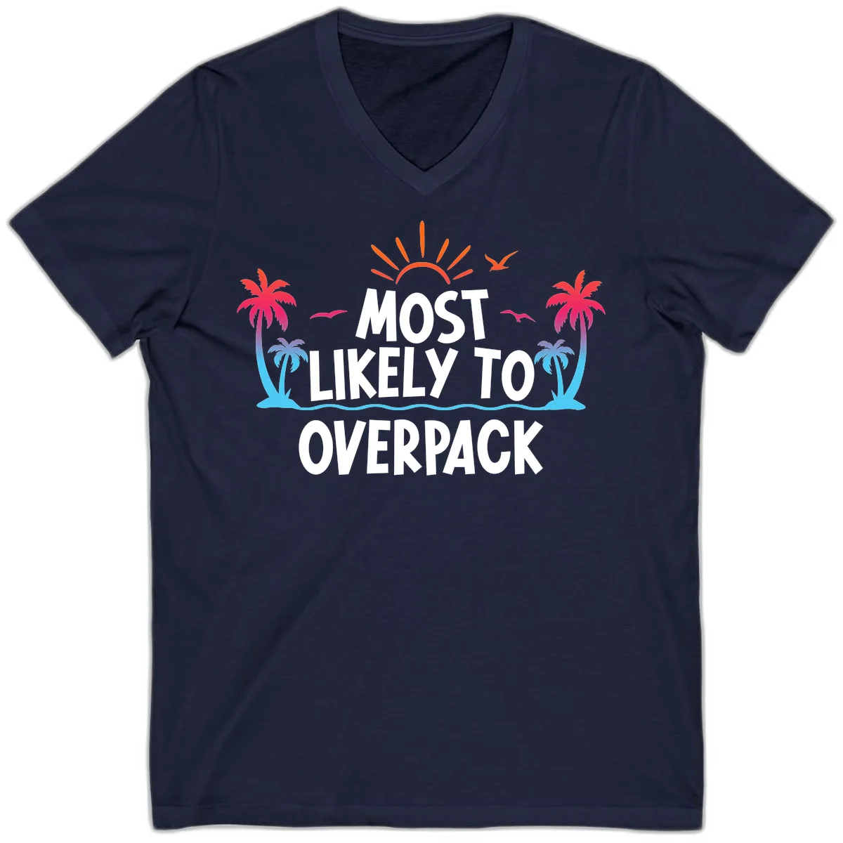 Most Likely To Overpack V-Neck T-Shirt in Navy