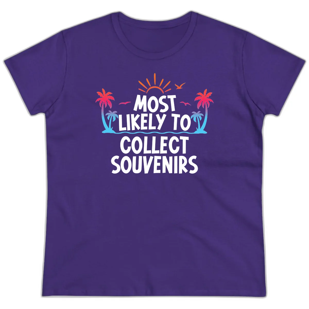 Most Likely To Collect Souvenirs Ladies Tee in Purple