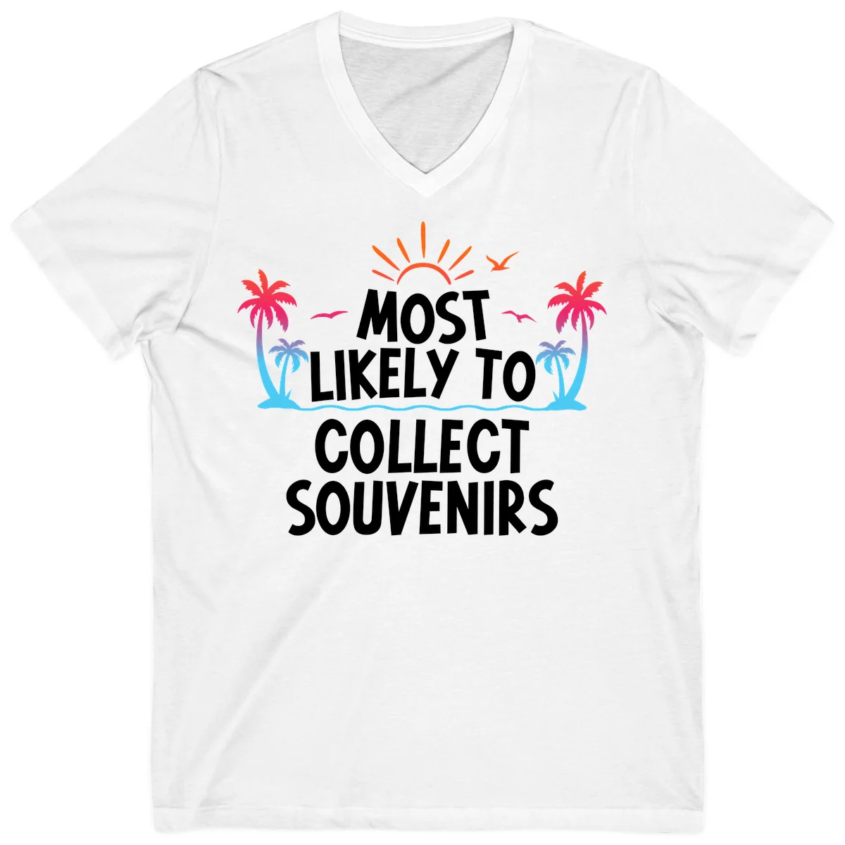 Most Likely To Collect Souvenirs V-Neck in White