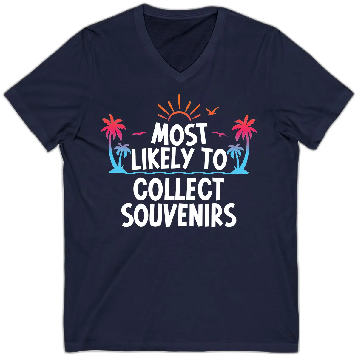 Most Likely To Collect Souvenirs V-Neck in Navy