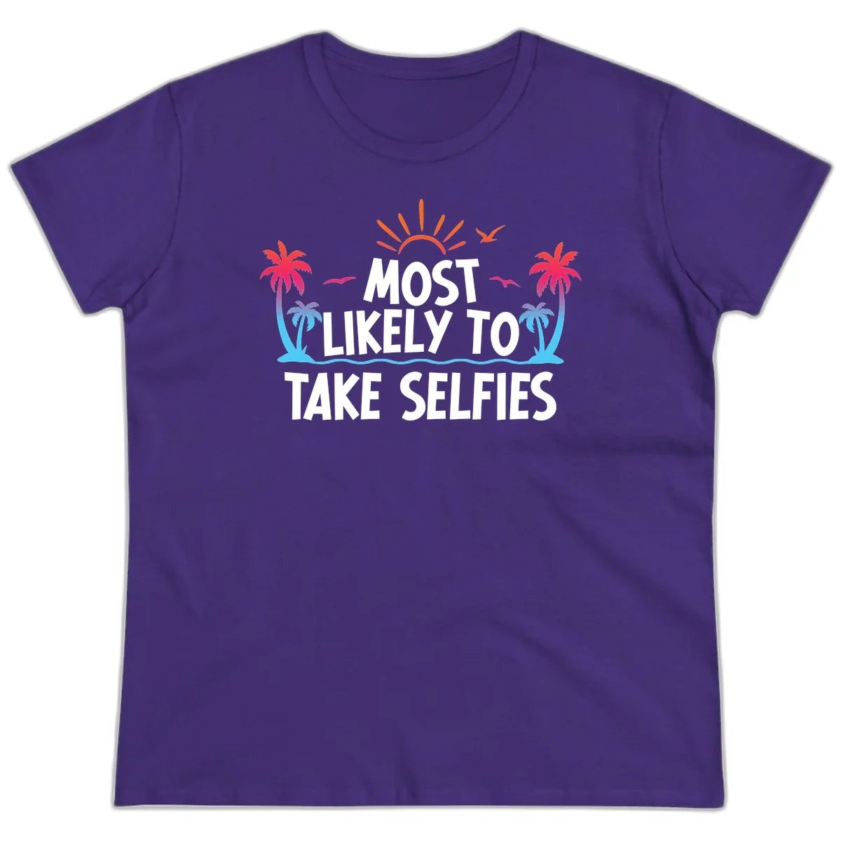 Most Likely To Take Selfies Ladies Tee in Purple