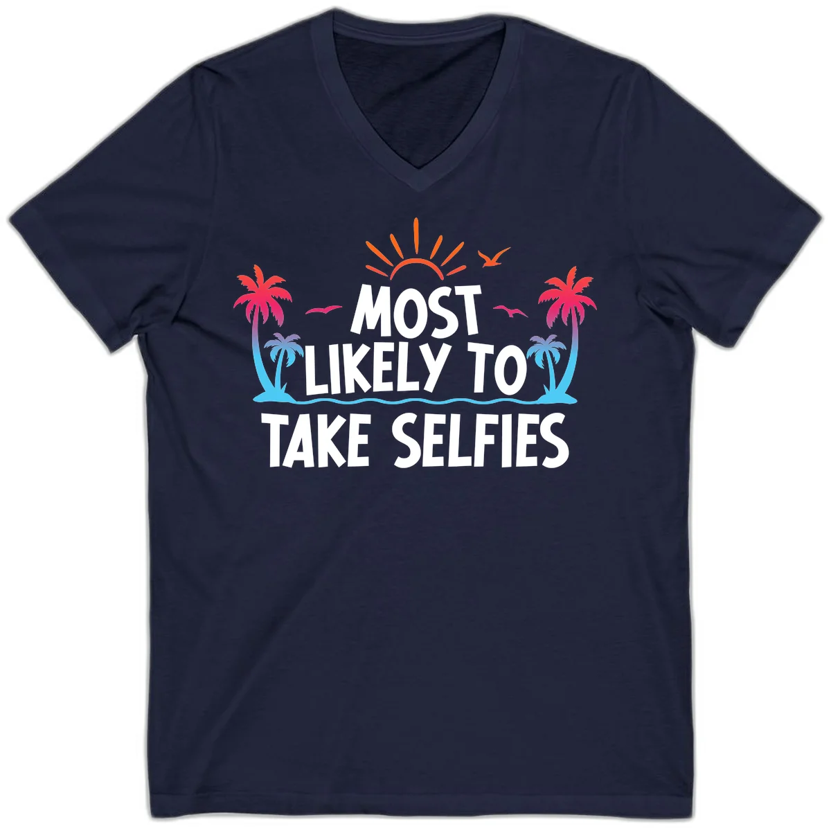 Most Likely To Take Selfies V-Neck in Navy