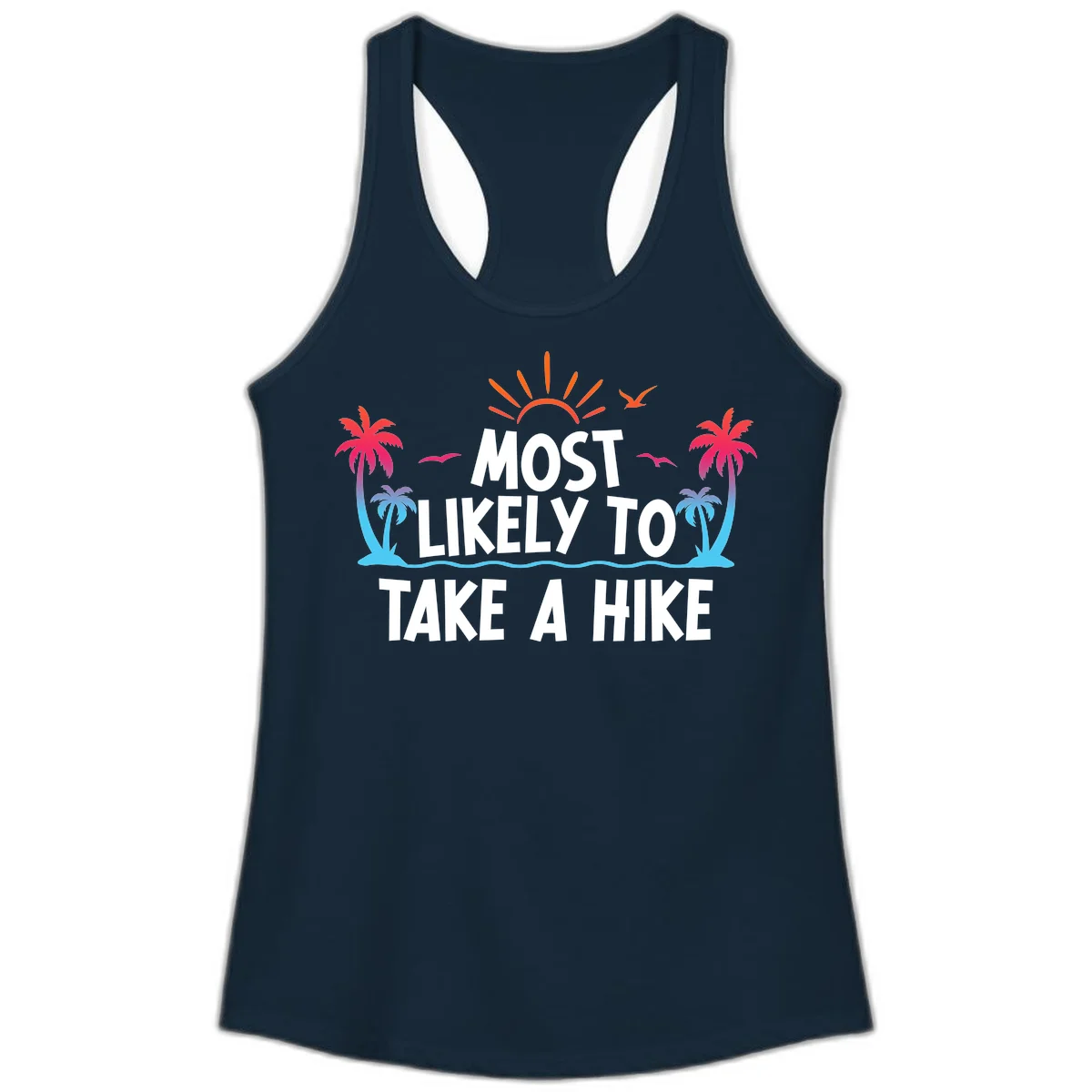 Most Likely To Take A Hike Ladies Tank in Solid Midnight Navy