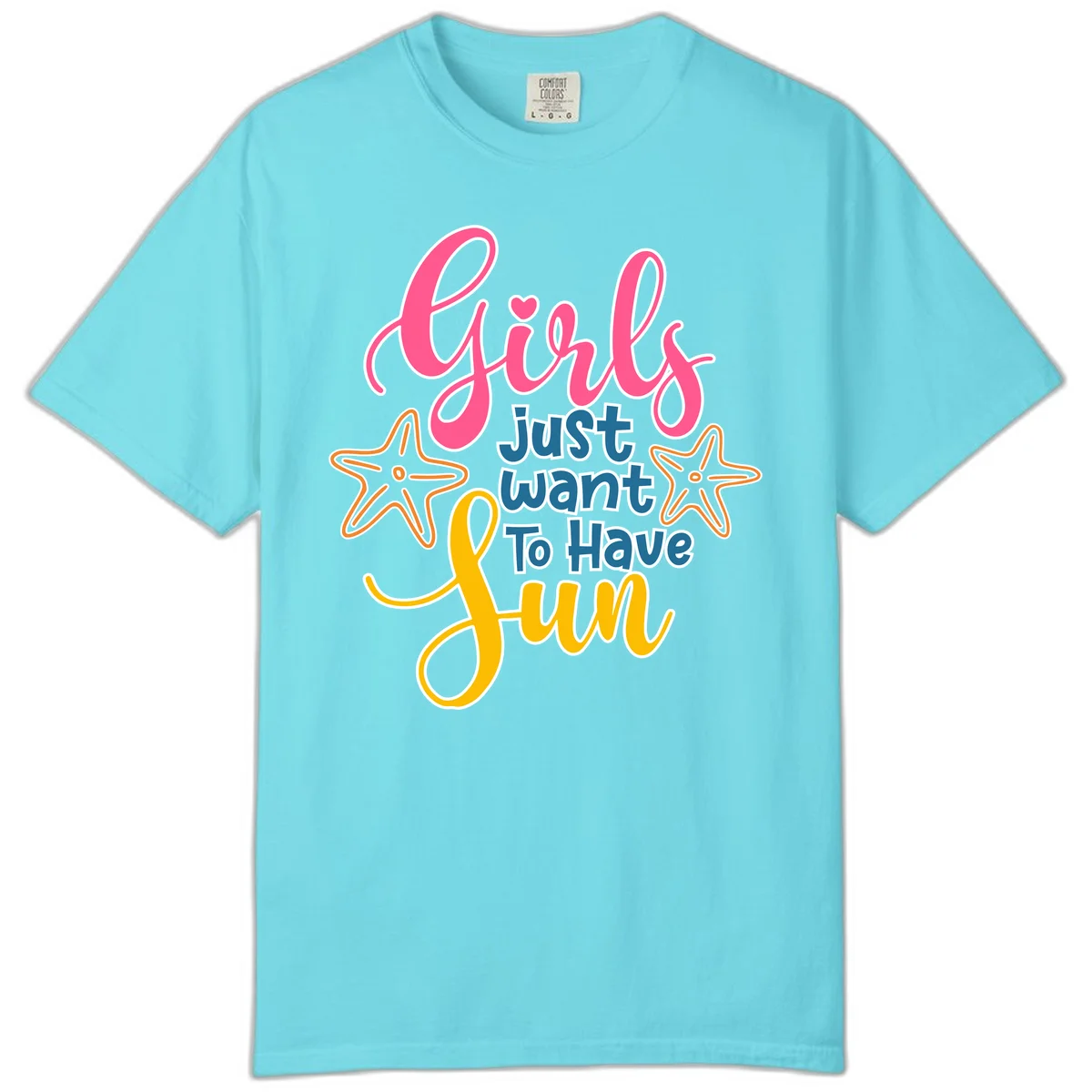 Girls Just Want To Have Fun Cruise Comfort Color Tee in Lagoon Blue