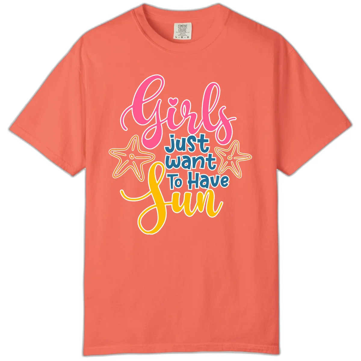 Girls Just Want To Have Fun Cruise Comfort Color Tee in Bright Salmon