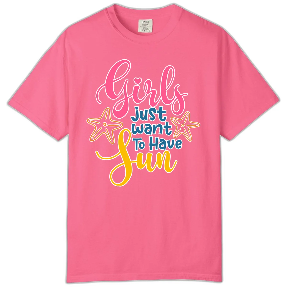 Girls Just Want To Have Fun Cruise Comfort Color Tee in Crunchberry