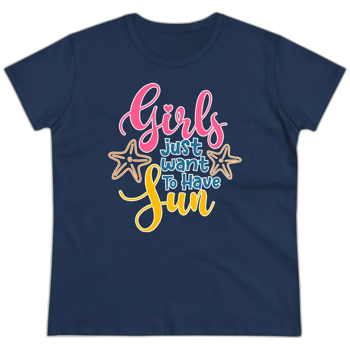 Girls Just Want To Have Fun Cruise Ladies Tee in Navy