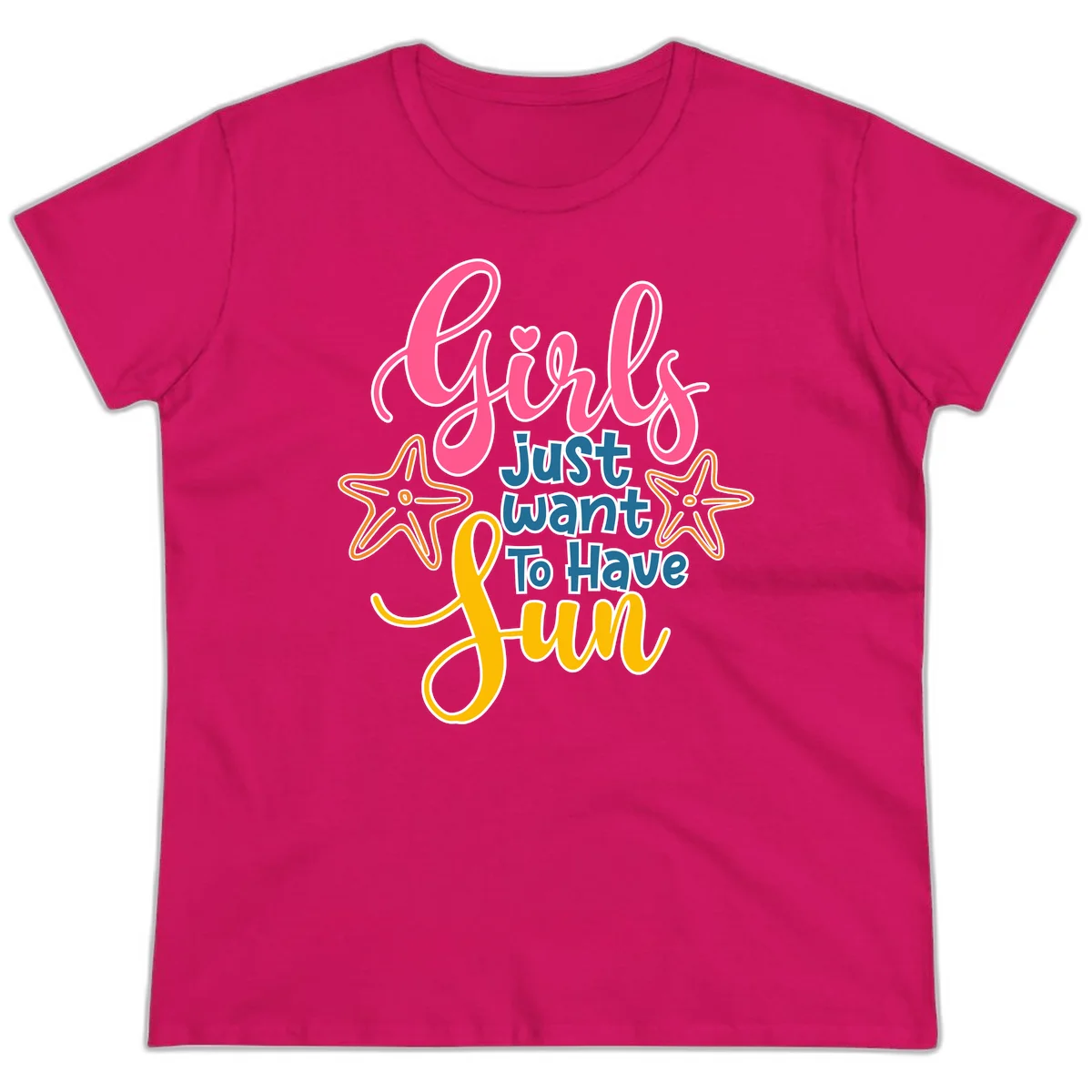Girls Just Want To Have Fun Cruise Ladies Tee in Heliconia