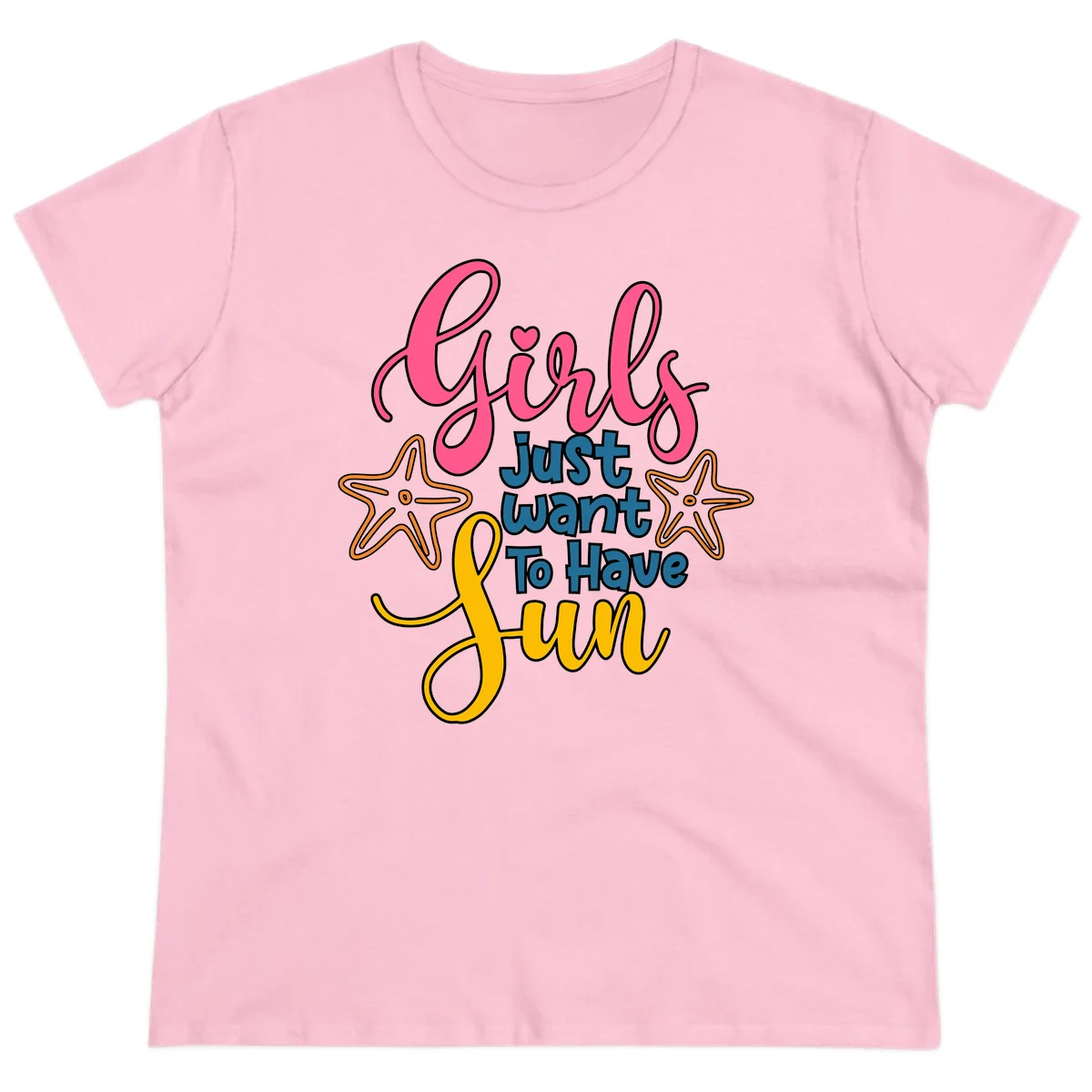 Girls Just Want To Have Fun Cruise Ladies Tee in Light Pink
