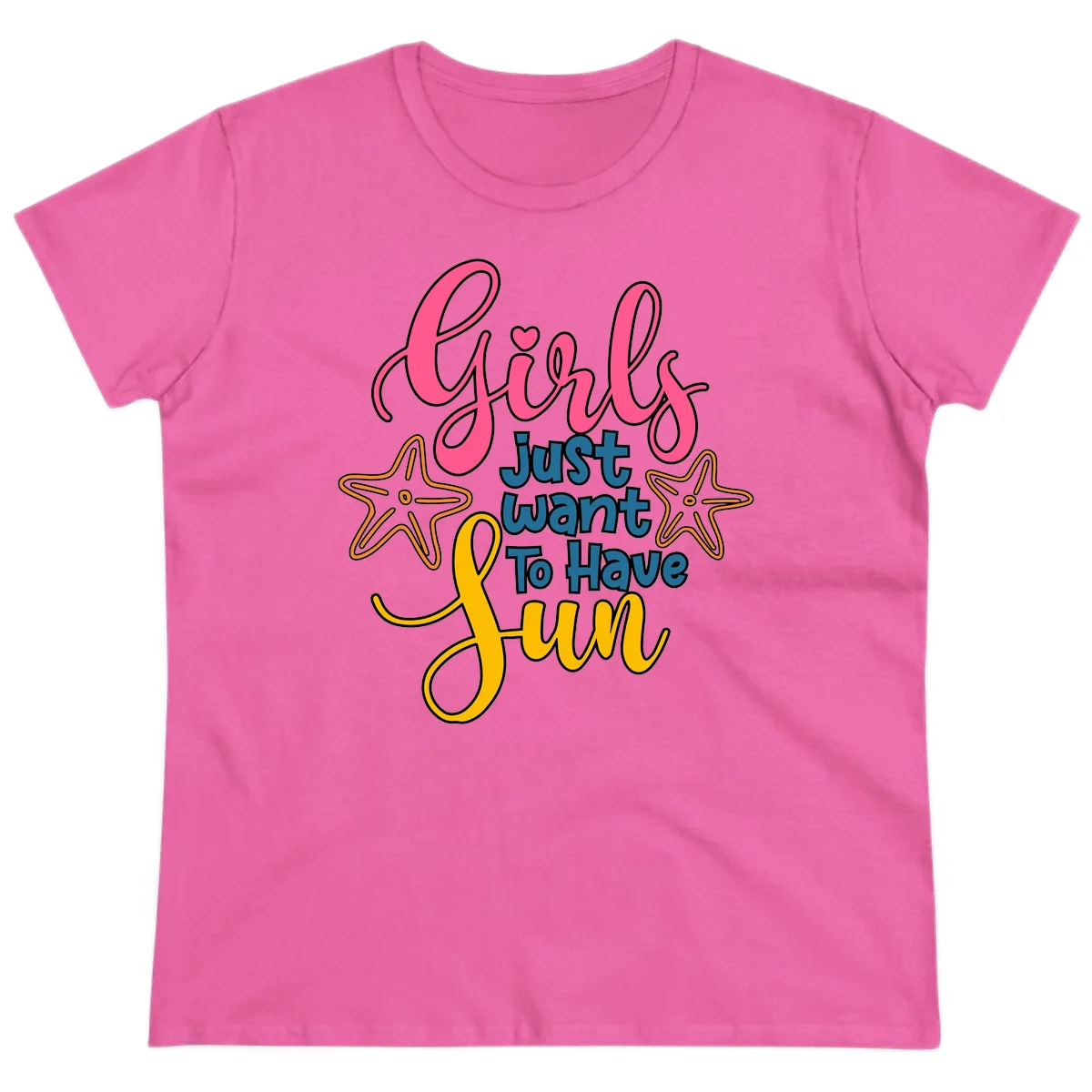 Girls Just Want To Have Fun Cruise Ladies Tee in Azalea