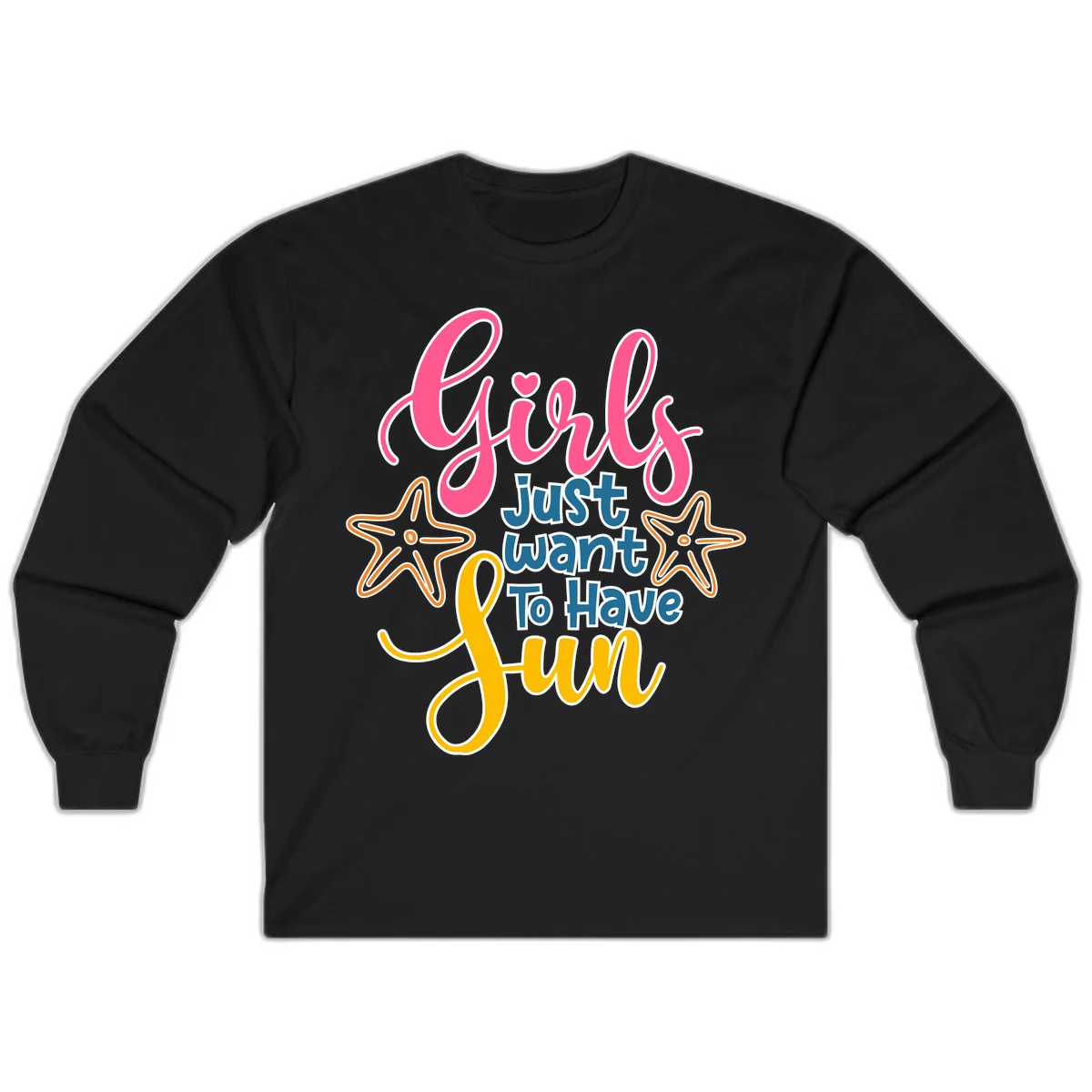 Girls Just Want To Have Fun Cruise Long Sleeve Tee in Black