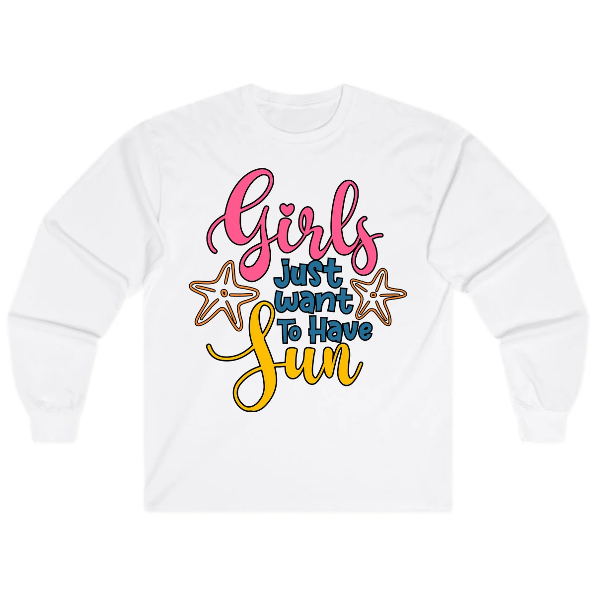 Girls Just Want To Have Fun Cruise Long Sleeve Tee in White