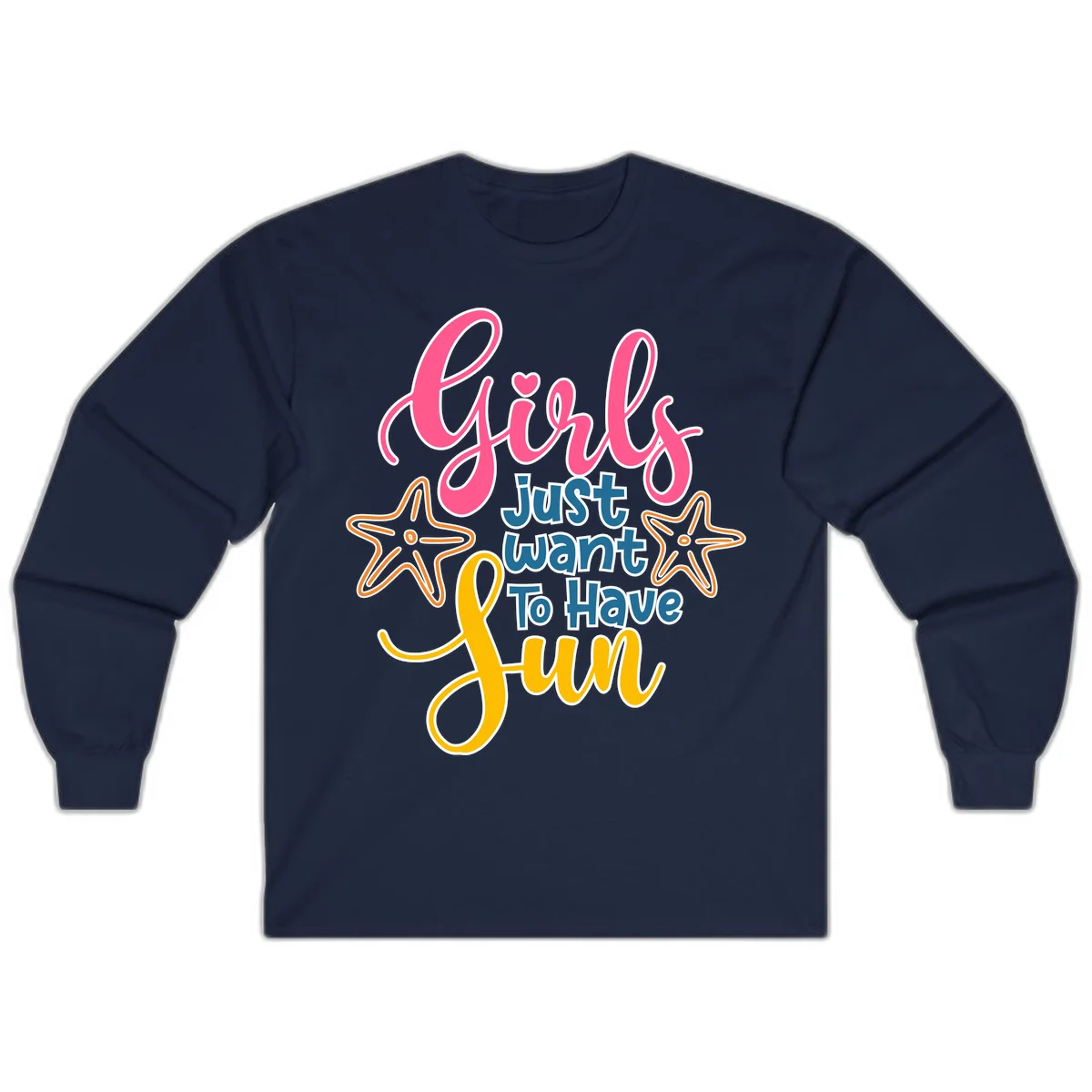 Girls Just Want To Have Fun Cruise Long Sleeve Tee in Navy