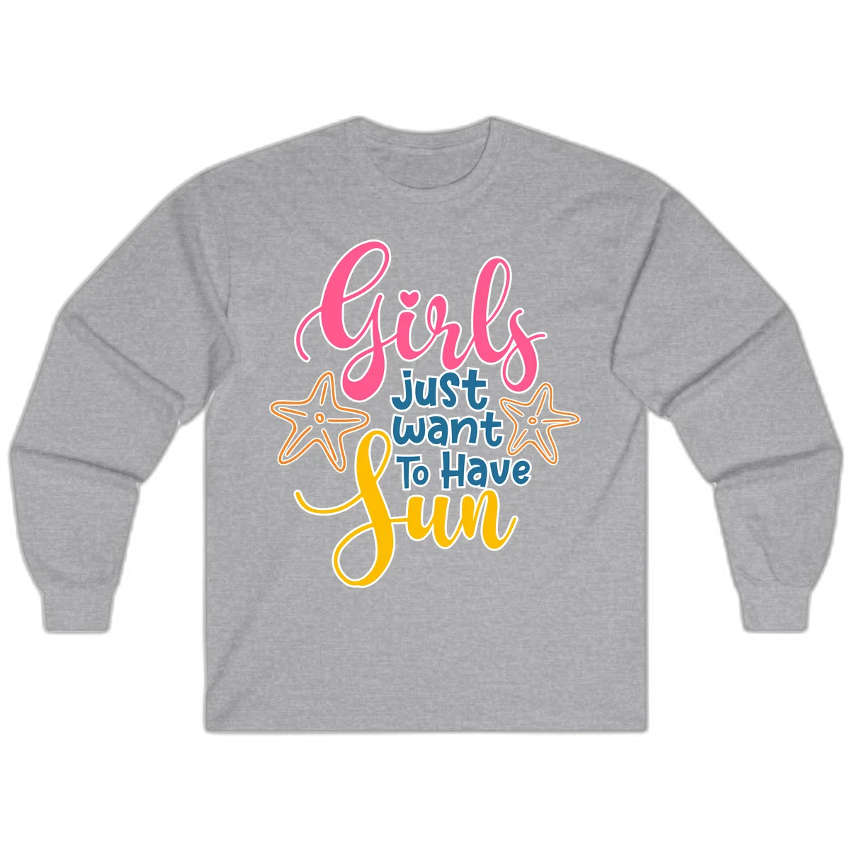 Girls Just Want To Have Fun Cruise Long Sleeve Tee in Sport Grey