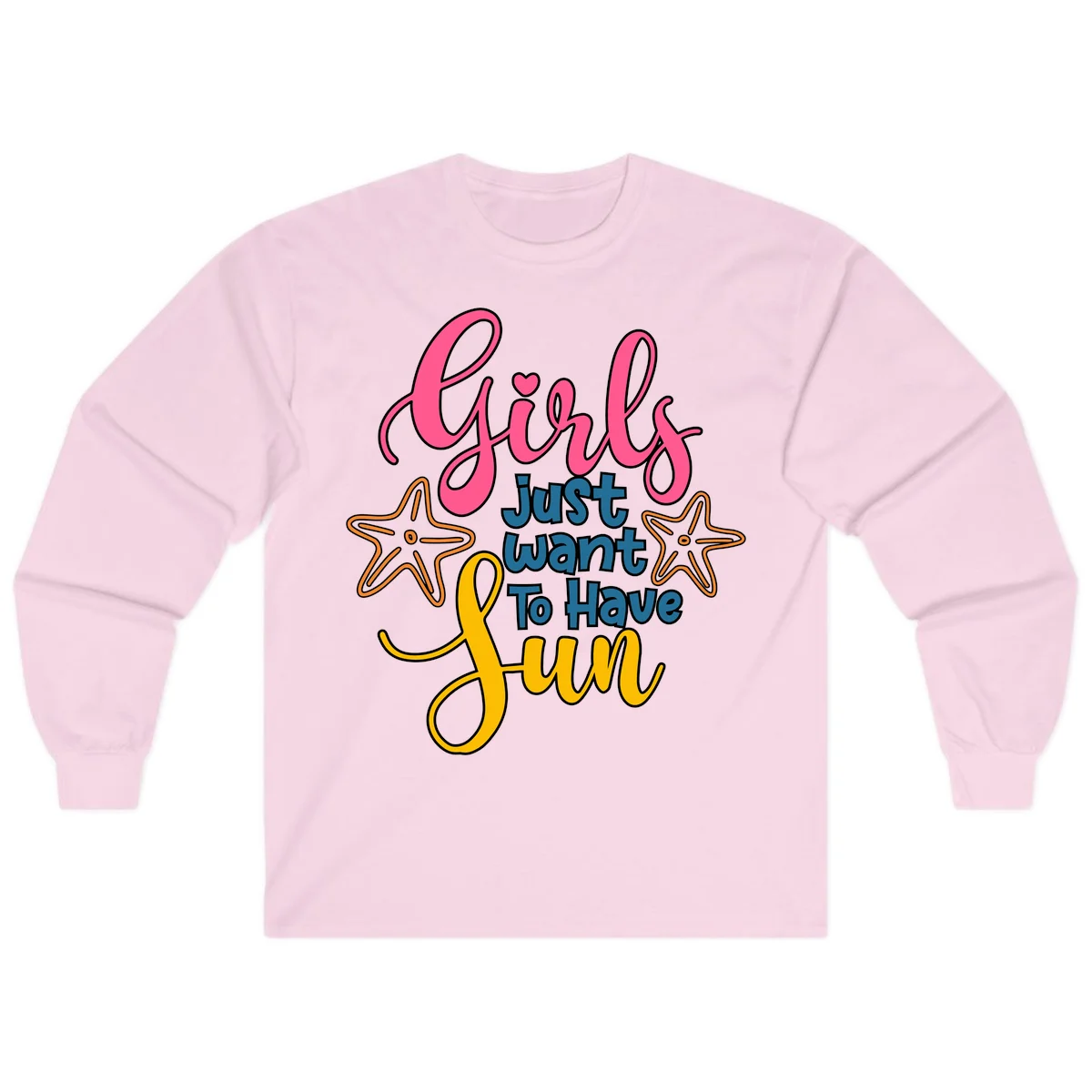 Girls Just Want To Have Fun Cruise Long Sleeve Tee in Light Pink