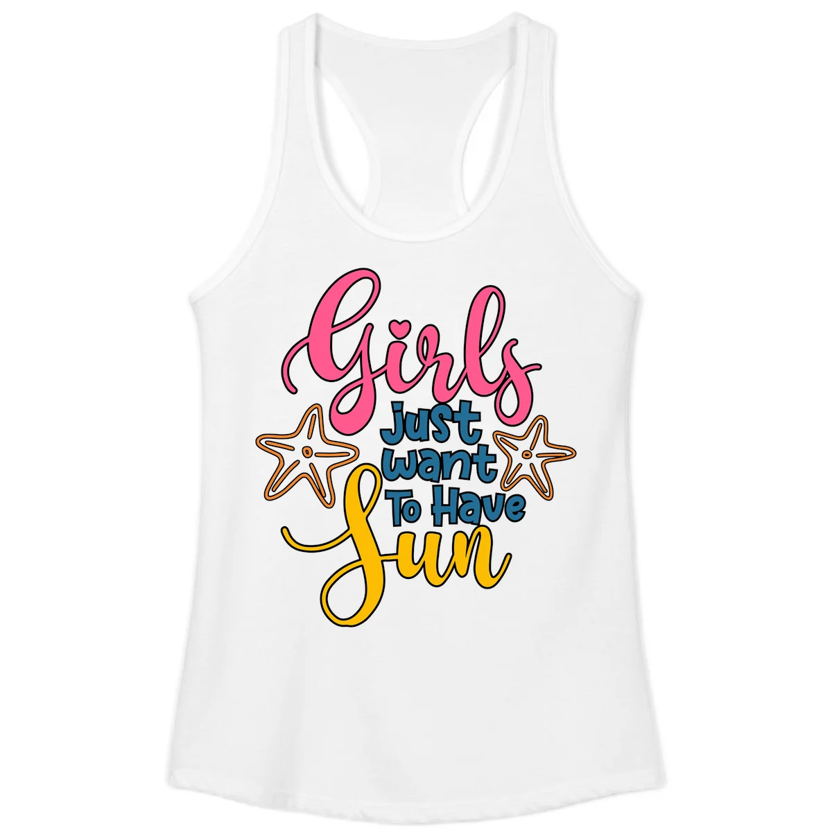 Girls Just Want To Have Fun Cruise Ladies Tank in White