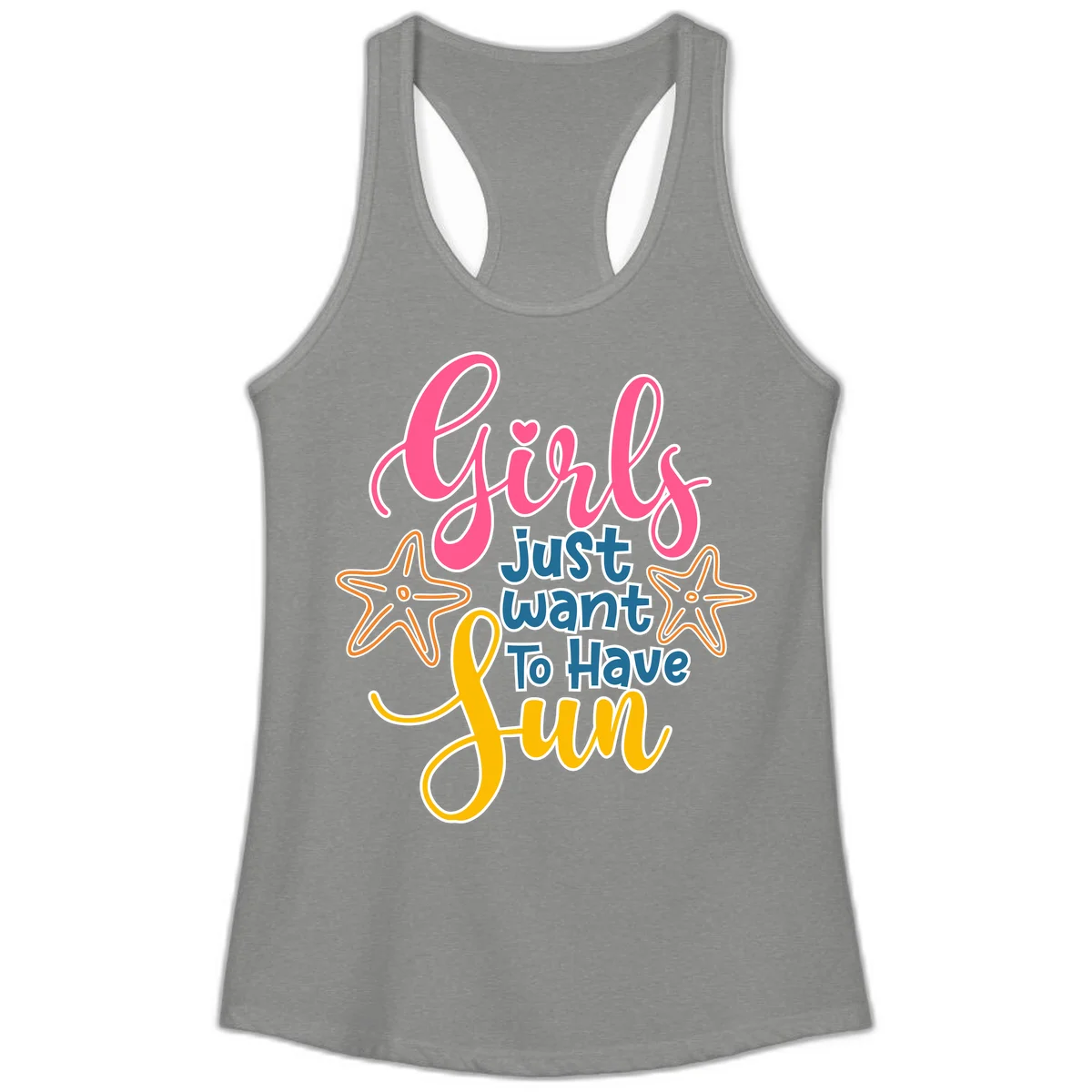 Girls Just Want To Have Fun Cruise Ladies Tank in Heather Grey