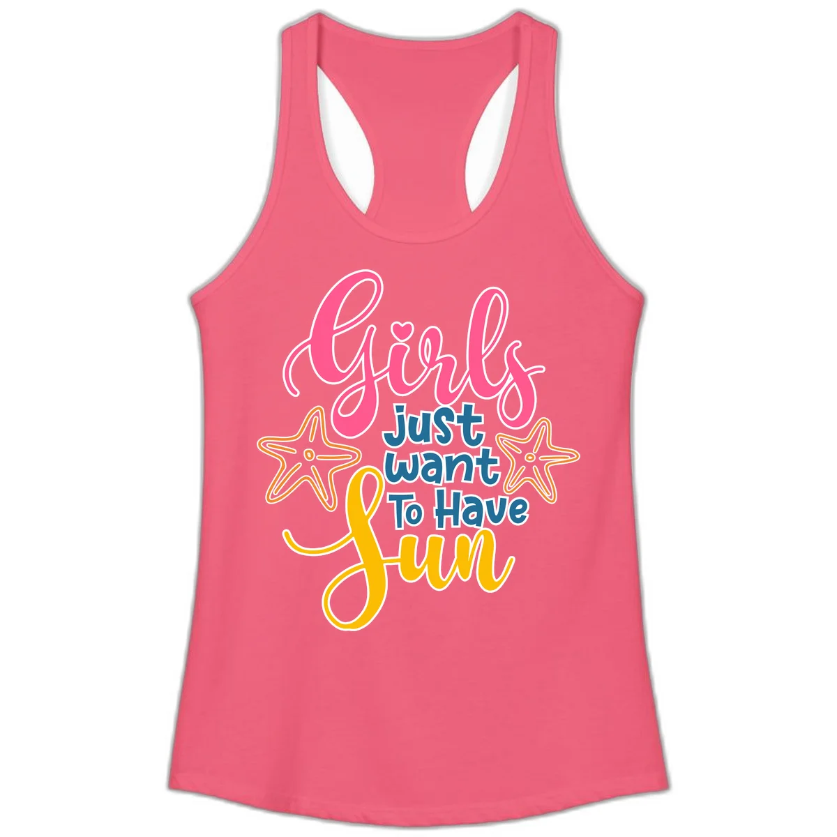 Girls Just Want To Have Fun Cruise Ladies Tank in Hot Pink