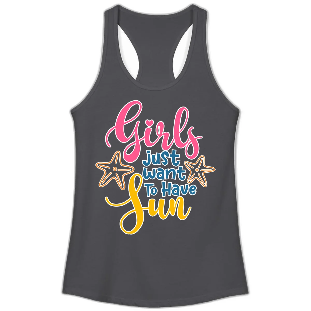 Girls Just Want To Have Fun Cruise Ladies Tank in Solid Dark Gray