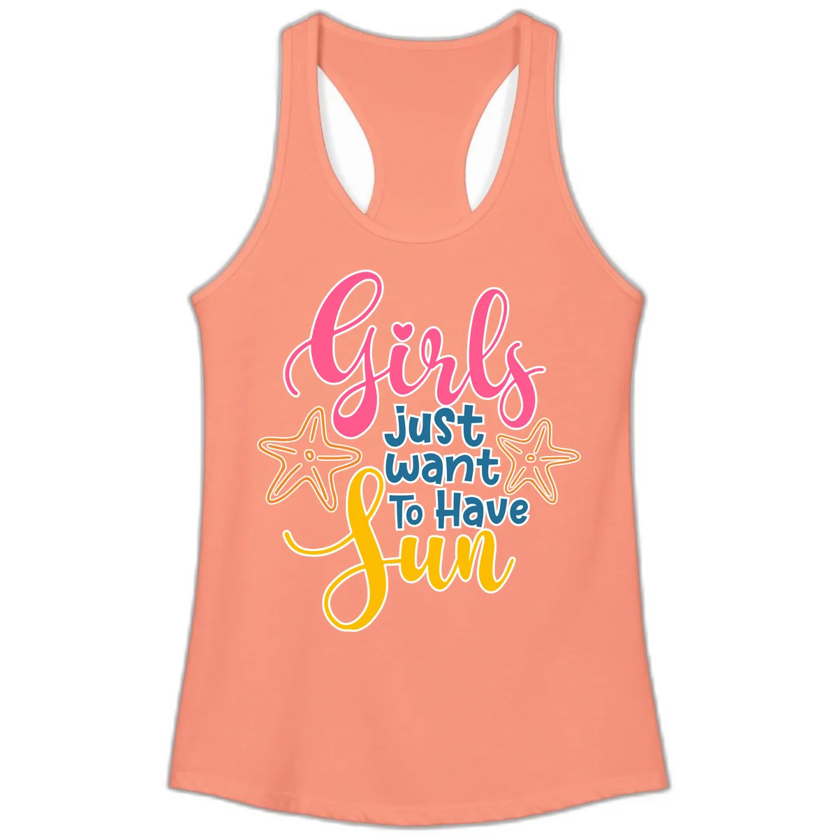 Girls Just Want To Have Fun Cruise Ladies Tank in Solid Light Orange