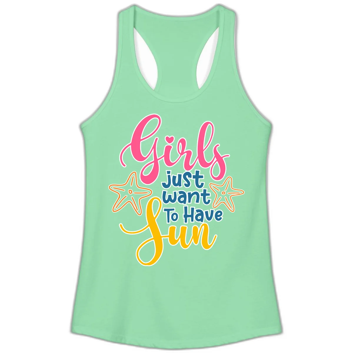Girls Just Want To Have Fun Cruise Ladies Tank in Solid Mint
